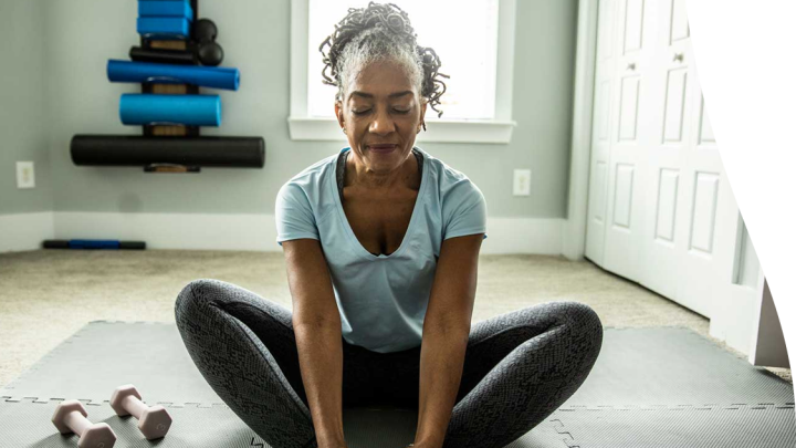 A woman stretches
