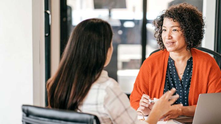 Two women have a meeting