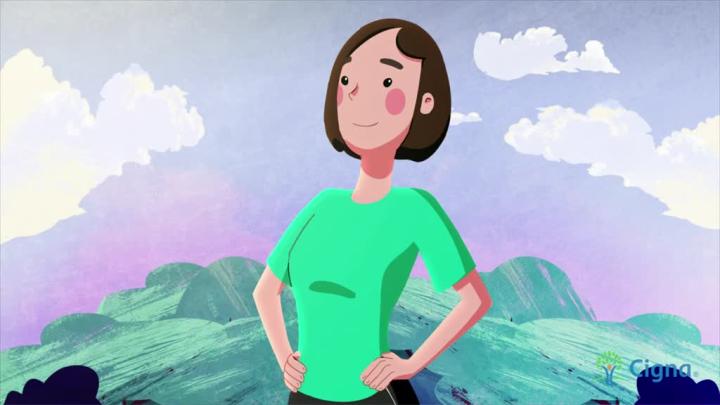 Illustration of a woman on a mountain