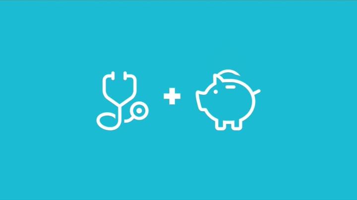 stethoscope and piggy bank