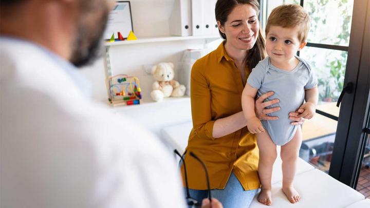 A mother and her baby at a doctor's appointment