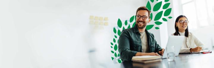 Two people in a meeting