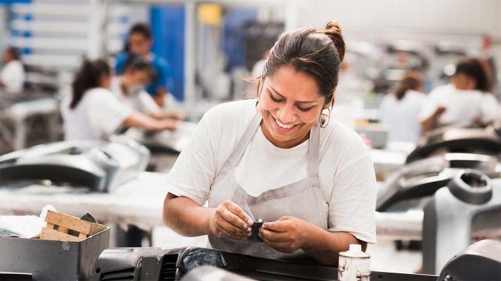 A woman working