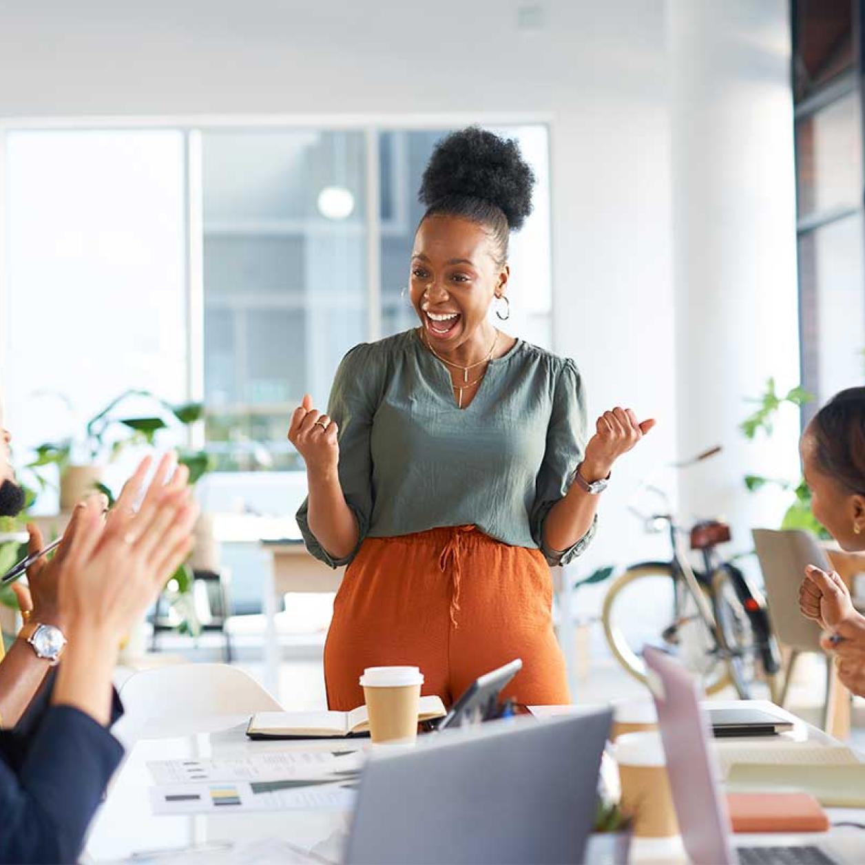 Happy colleagues in a meeting