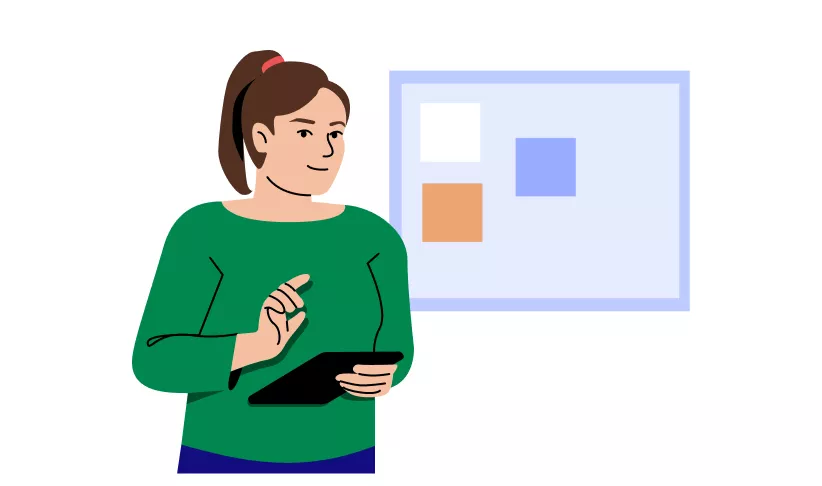 A broker works on a tablet