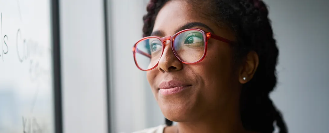 woman wearing glasses
